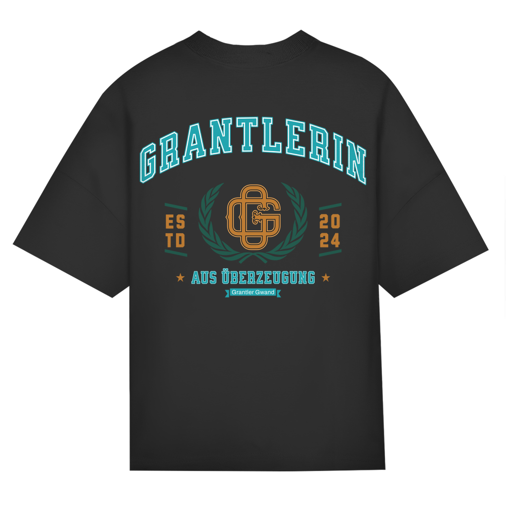 Bayerisches Oversize T-Shirt Frauen - Grantlerin aus Überzeugung - mint/gold - Grantler Gwand