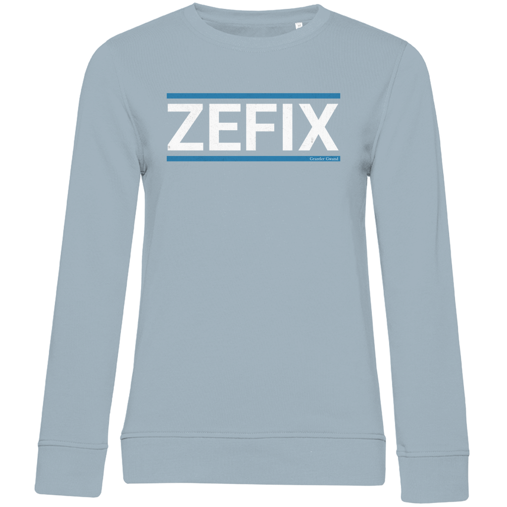 Damen Premium Bio Sweatshirt Zefix - blau/weiß