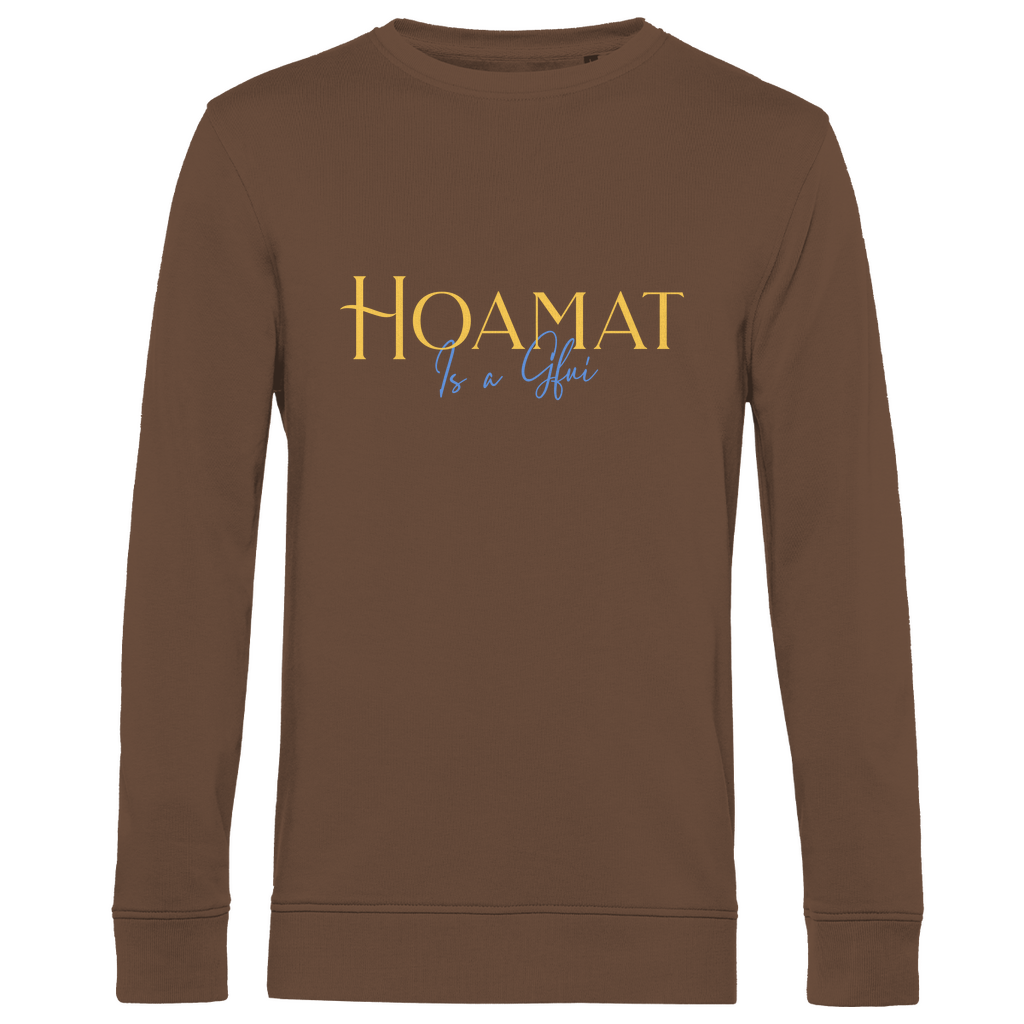 bayerisches Herren Premium Bio Sweatshirt Hoamat is a Gfui - Gelb/Blau - Grantler Gwand