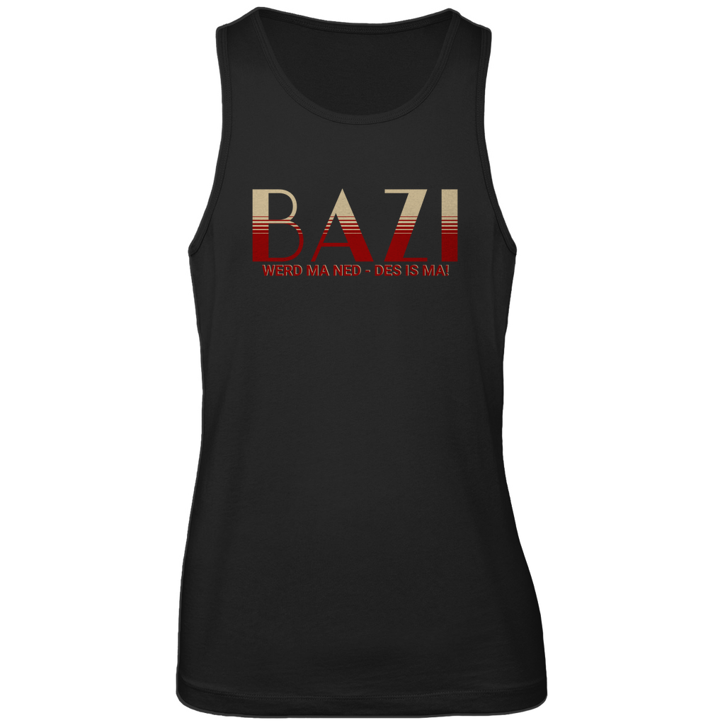 Bayerisches Herren Premium Tank Top Bazi werd ma ned, des is ma - rot/beige - Grantler Gwand