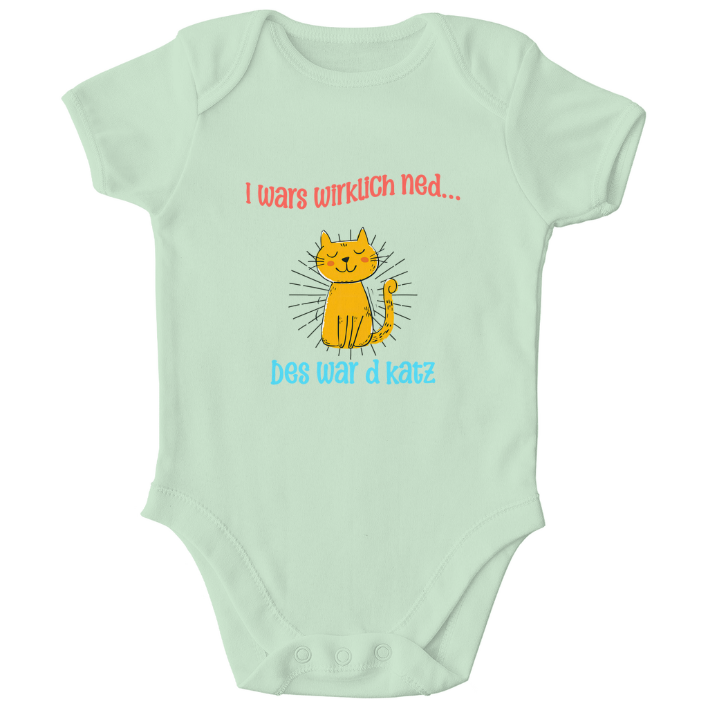 Bayerischer Bio Baby Body I wars wirklich ned, des war´d Katz - rot/blau - Grantler Gwand