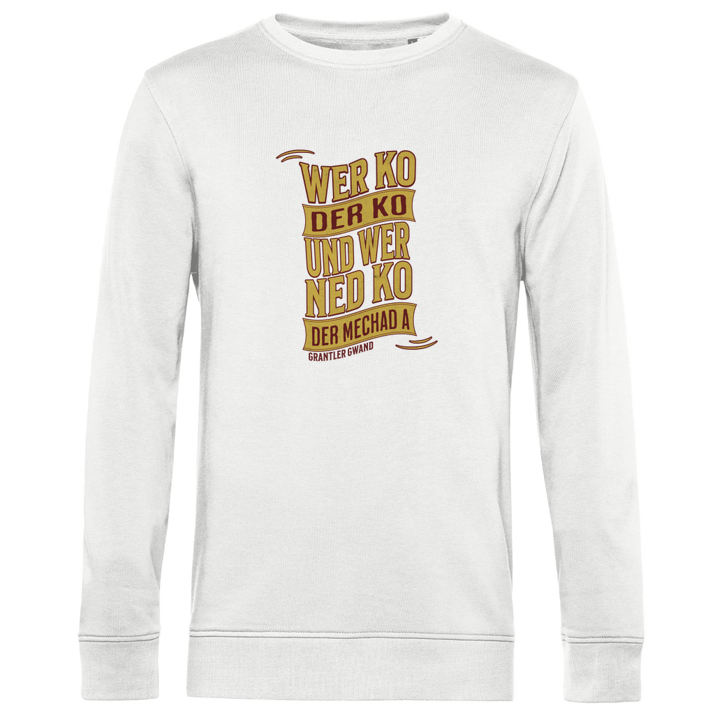 Herren Premium Bio Sweatshirt wer ko der ko, wer ned ko, der mechad a - gold/rot