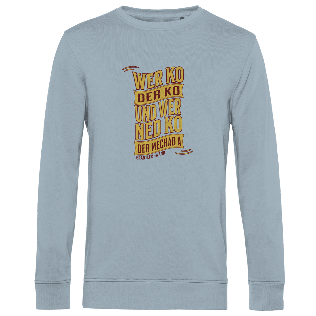 Herren Premium Bio Sweatshirt wer ko der ko, wer ned ko, der mechad a - gold/rot
