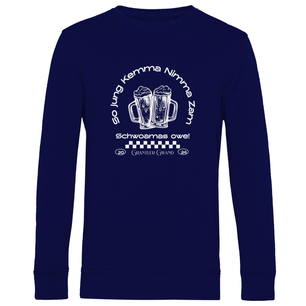 Herren Premium Bio Sweatshirt So jung kemma nimma zam, schwoamas owe - weiß