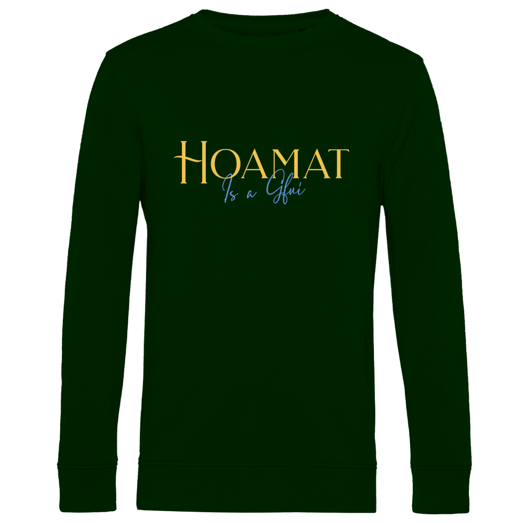 bayerisches Herren Premium Bio Sweatshirt Hoamat is a Gfui - Gelb/Blau - Grantler Gwand