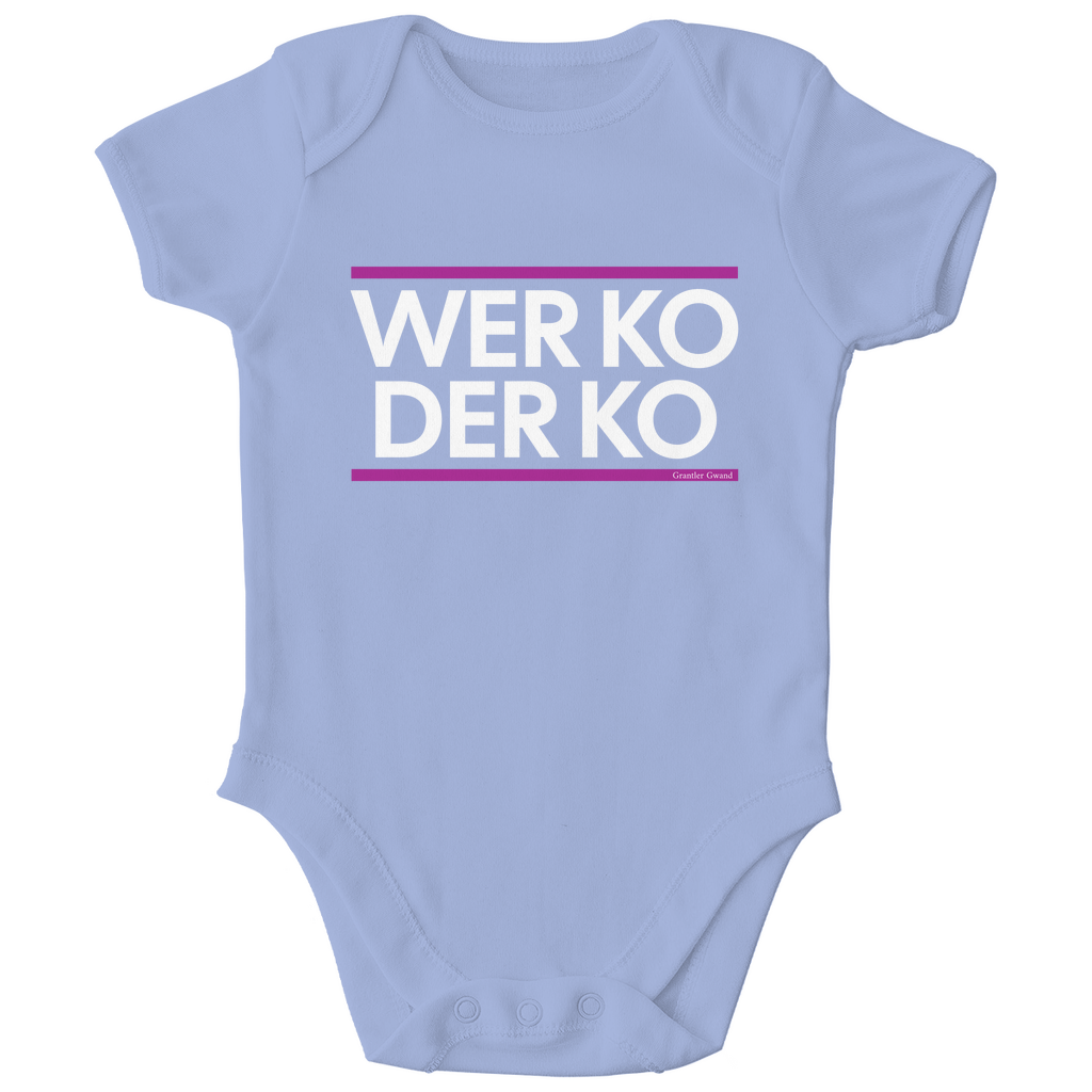 Bayerischer Bio Baby Body wer ko der ko - pink/weiß - bayerisches Gwand