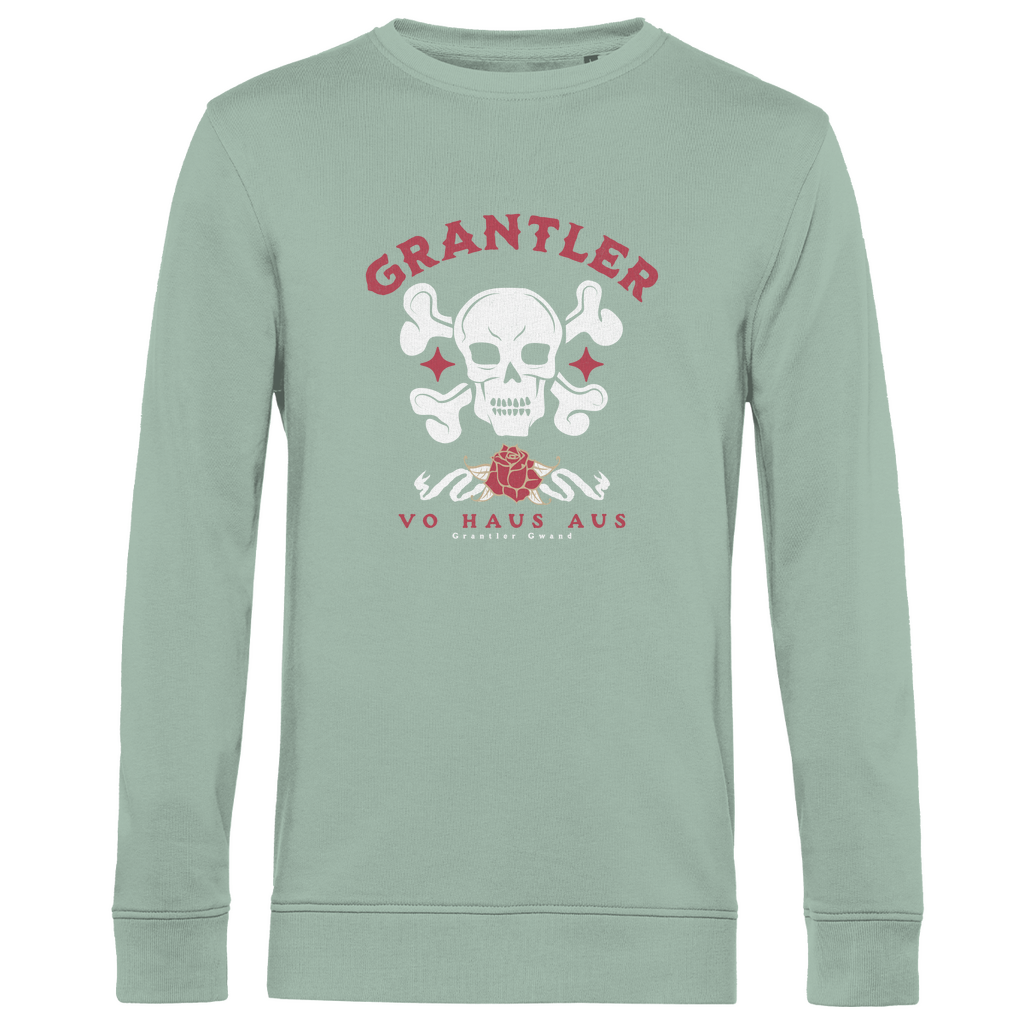 Bayerisches Herren Premium Bio Sweatshirt Grantler vo Haus aus - rot/weiß - Grantler Gwand