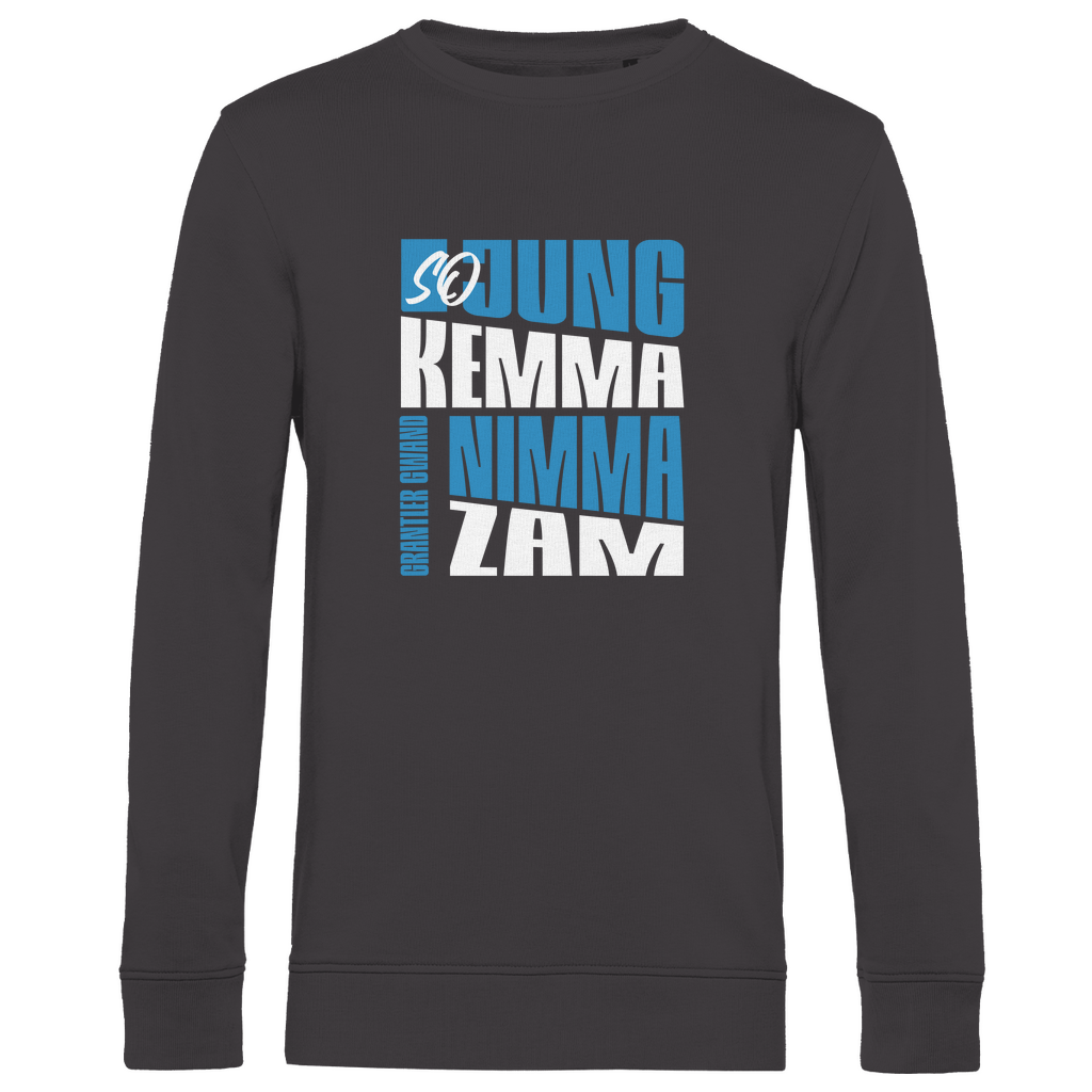 Herren Premium Bio Sweatshirt So jung kemma nimma zam - blau/weiß