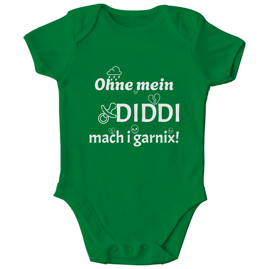 Bayerischer Bio Baby Body Ohne mein Diddi - weiß - Grantler Gwand