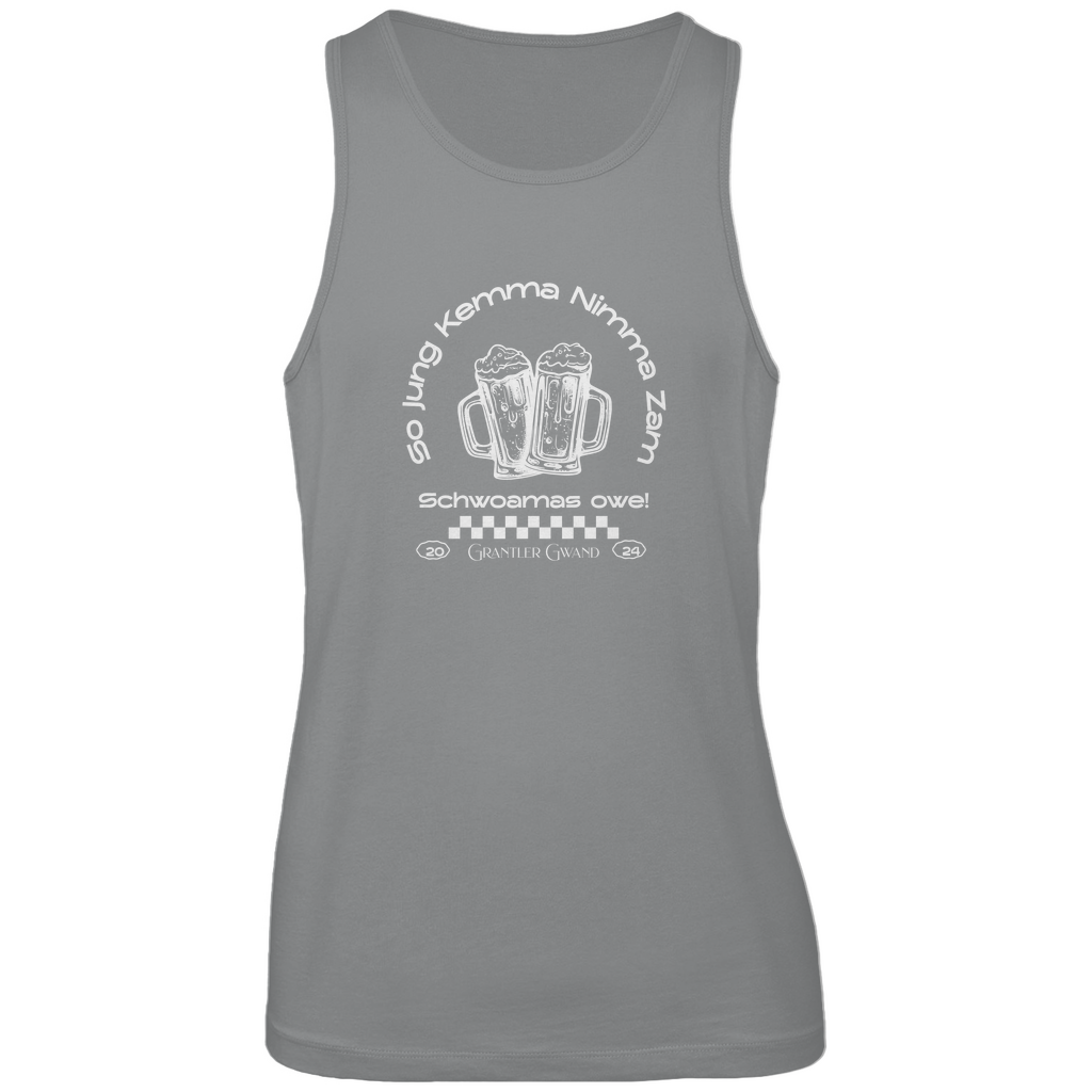Bayerisches Herren Premium Tank Top So jung kemma nimma zam, schwoamas owe - weiß - Grantler Gwand
