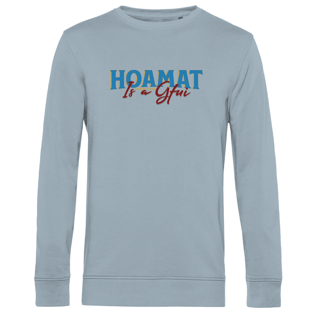 Herren Premium Bio Sweatshirt Hoamat is a Gfui - blau/rot