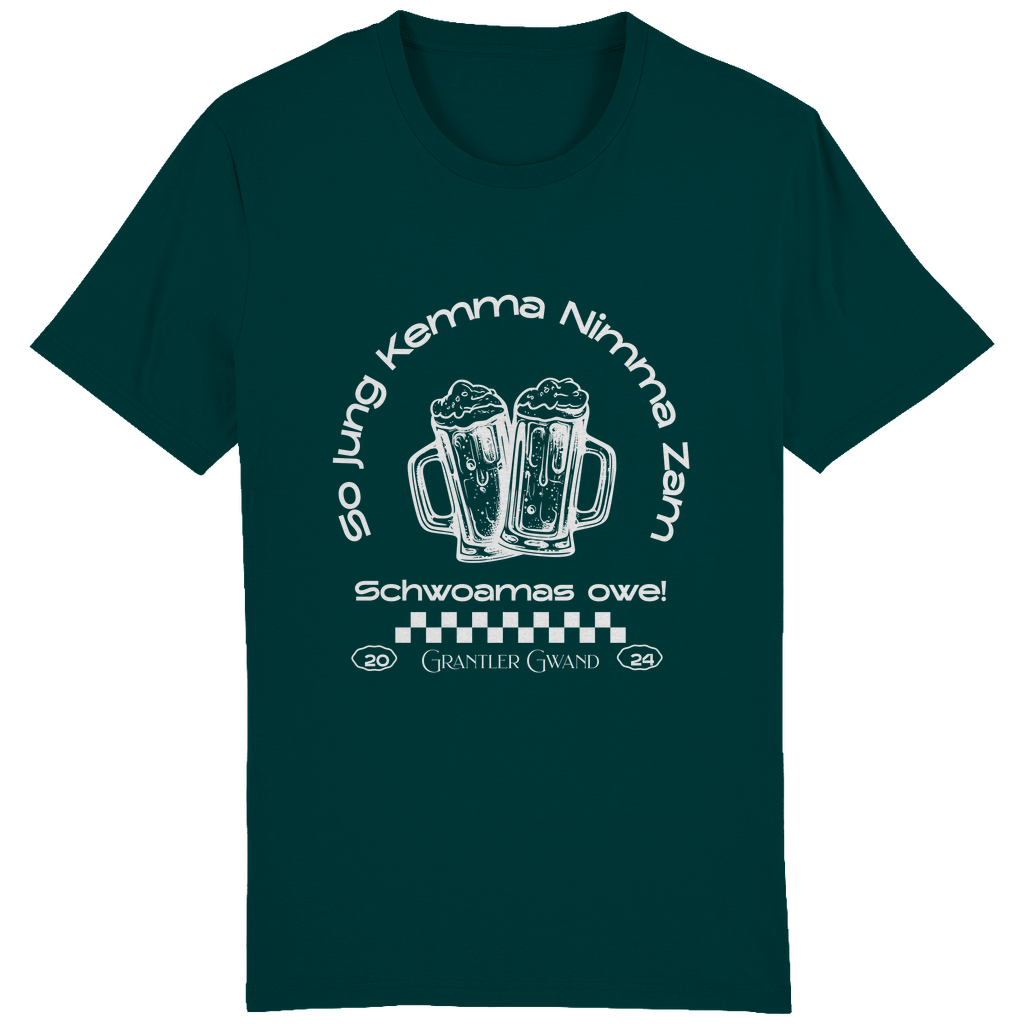 Bayerisches Herren T-Shirt So jung kemma nimma zam, schwoamas owe - weiß - Grantler Gwand
