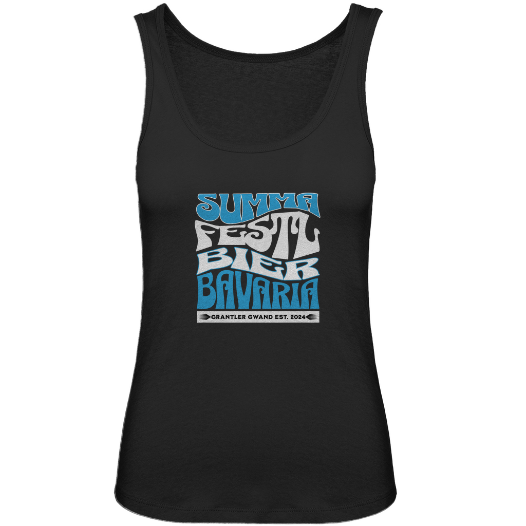 Bayerisches Damen Premium Organic Tank Top Summa, Festl, Bier, Bavaria - blau/weiß - Grantler Gwand