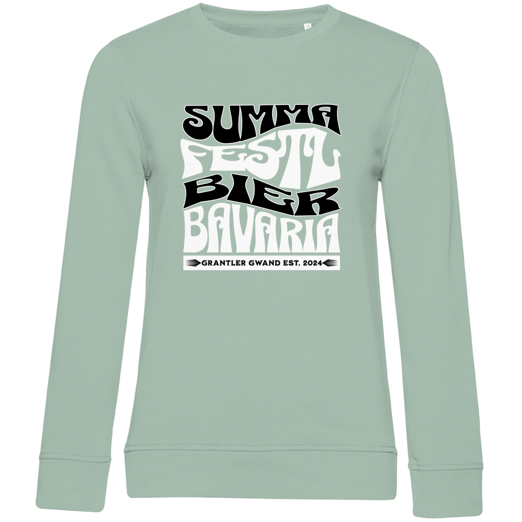 Damen Premium Bio Sweatshirt Summa, Festl, Bier, Bavaria - schwarz/weiß