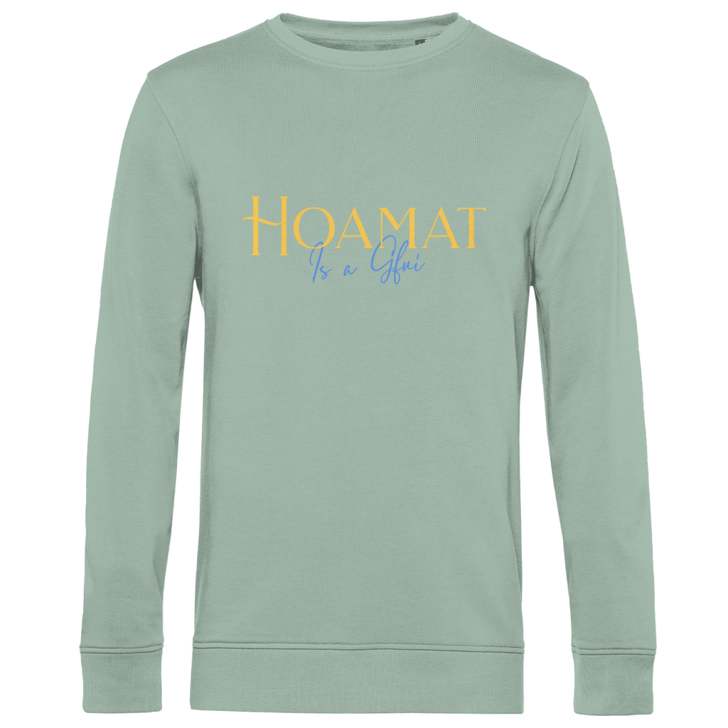 bayerisches Herren Premium Bio Sweatshirt Hoamat is a Gfui - Gelb/Blau - Grantler Gwand
