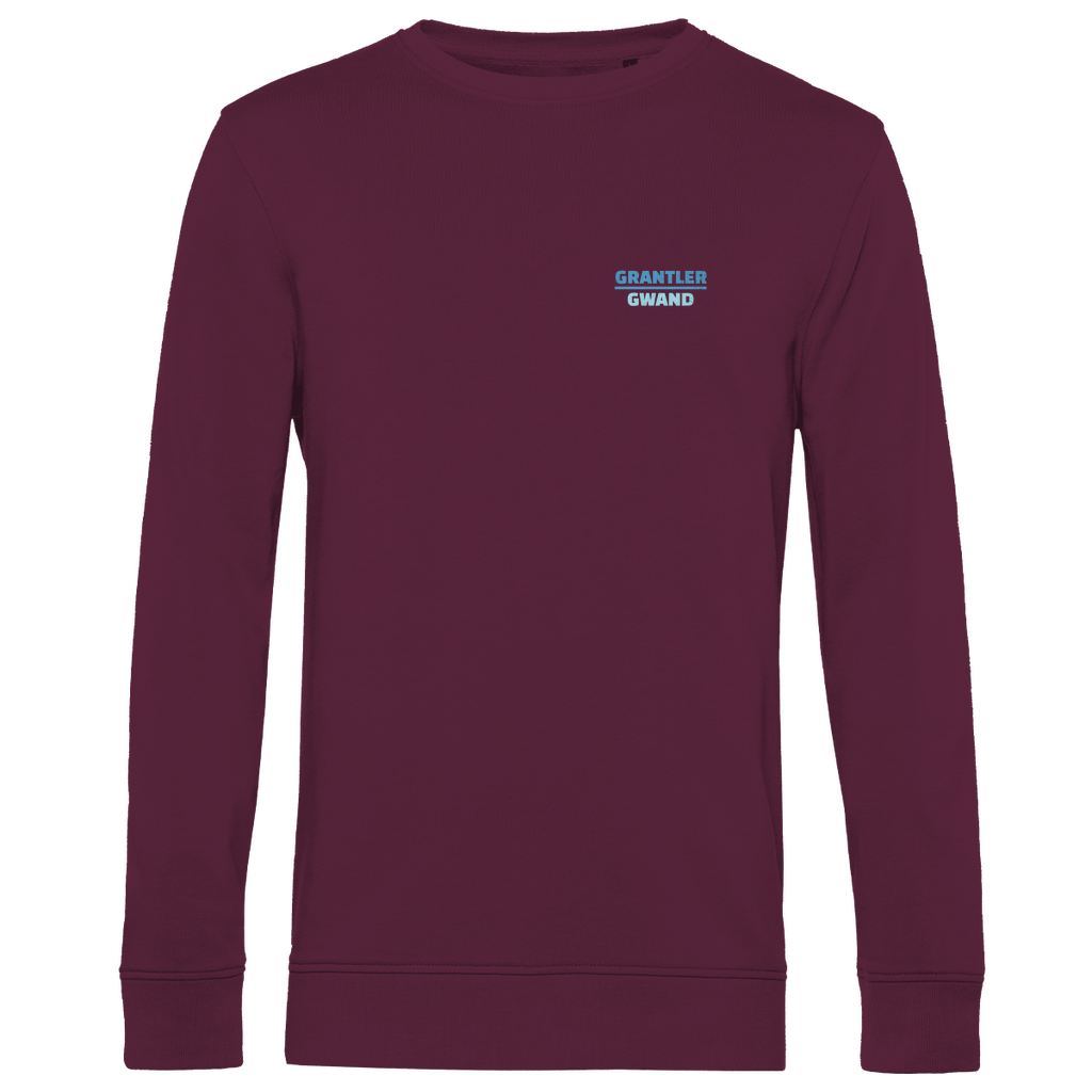 Bayerisches Herren Premium Bio Sweatshirt Scheiss da nix, dann feid da nix - blau - Front und Backprint - Grantler Gwand