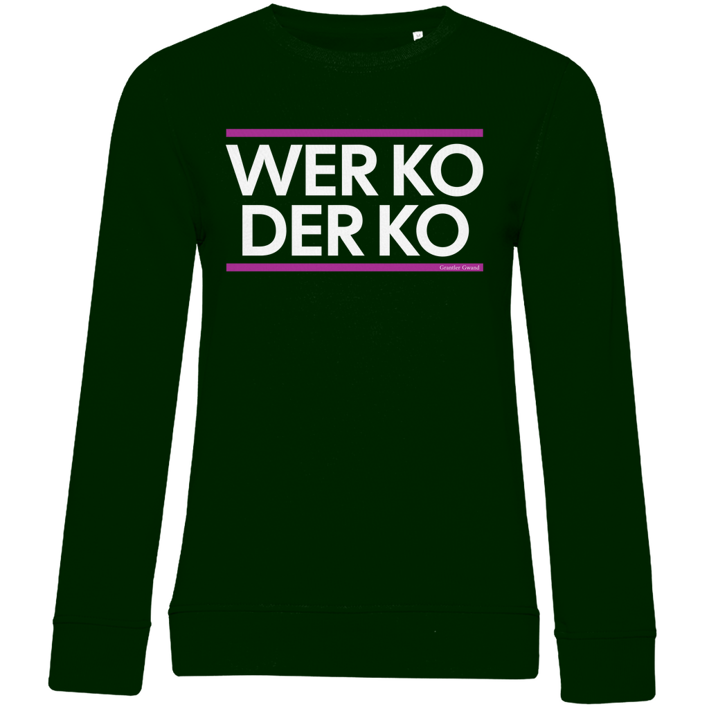 Damen Premium Bio Sweatshirt wer ko der ko - pink/weiß