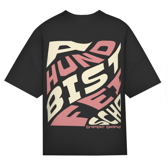 Bayerisches Oversize T-Shirt Männer - A Hund bist fei scho - rot/beige - Grantler Gwand