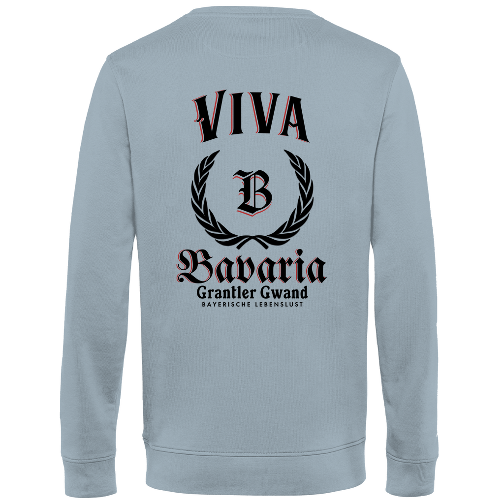 Bayerisches Herren Premium Bio Sweatshirt Viva Bavaria schwarz - Rückendruck - Grantler Gwand