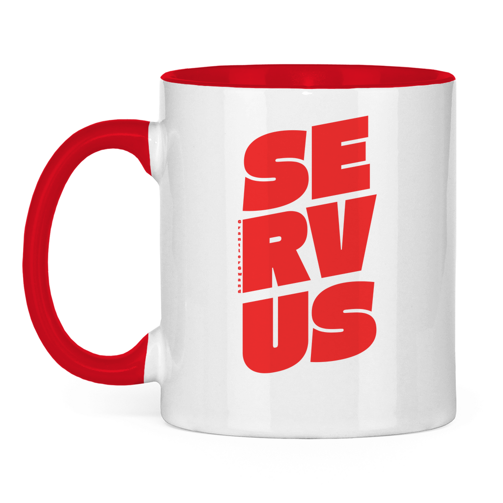 Tasse zweifarbig Servus - rot