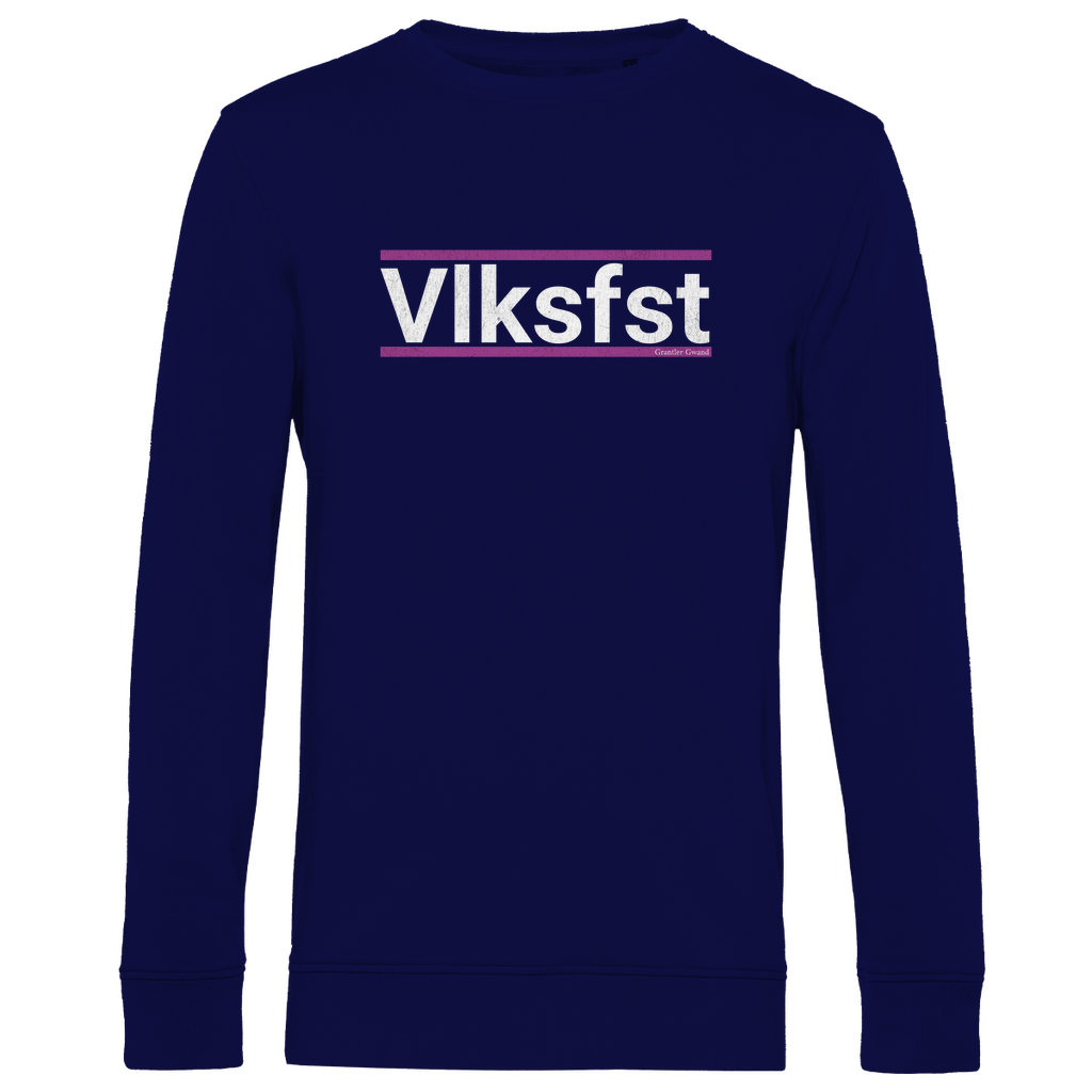 Herren Premium Bio Sweatshirt Vlksfst - lila/weiß