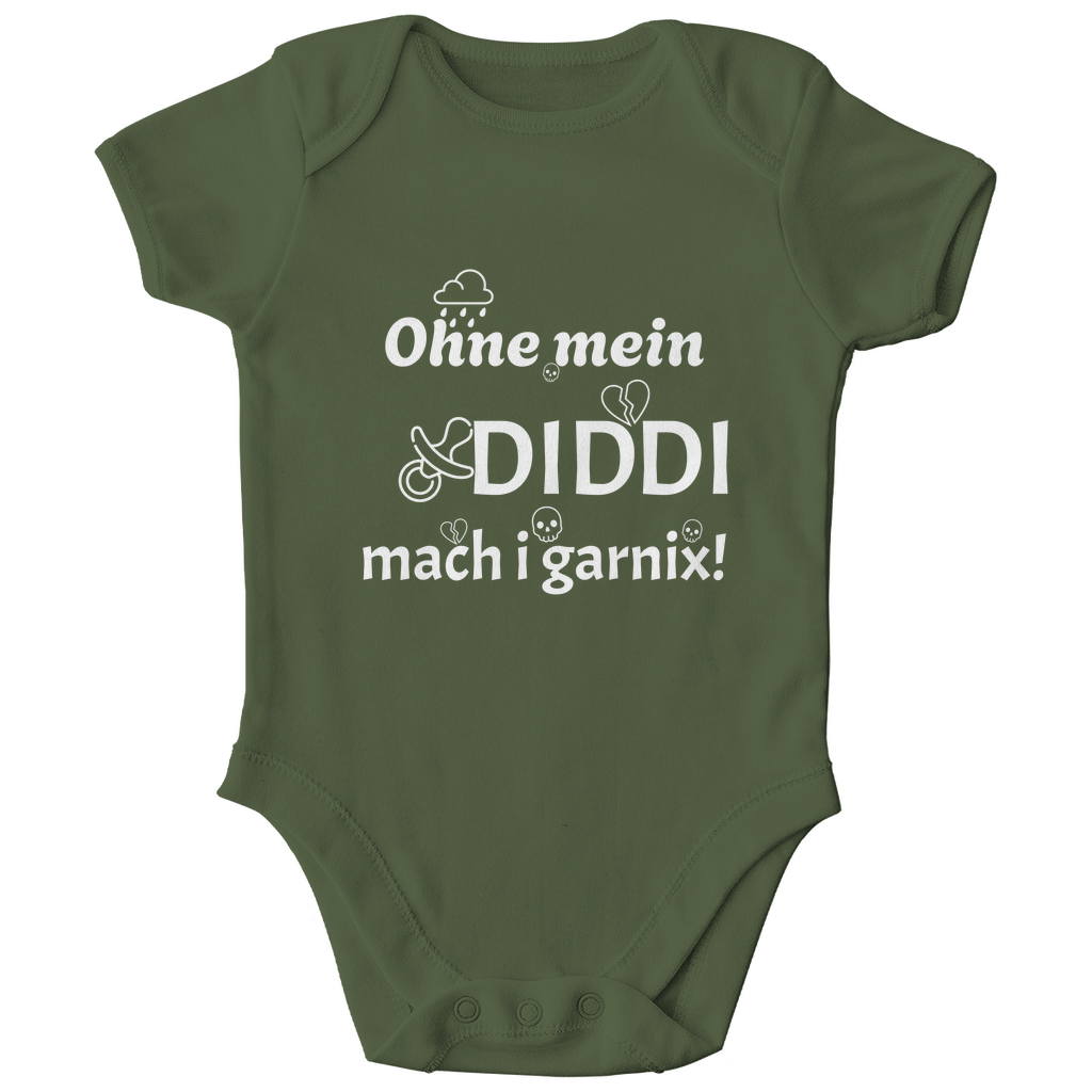 Bayerischer Bio Baby Body Ohne mein Diddi - weiß - Grantler Gwand