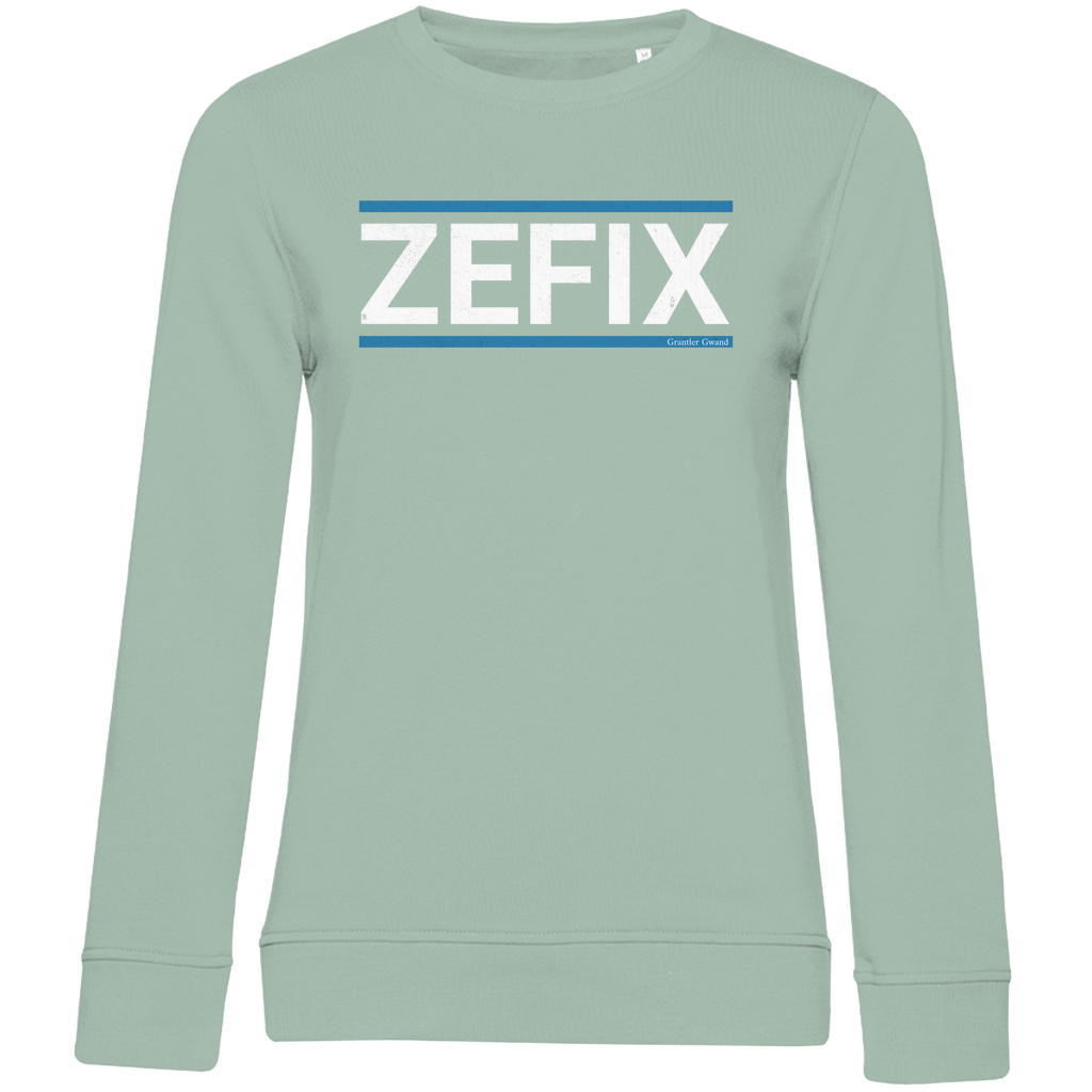 Damen Premium Bio Sweatshirt Zefix - blau/weiß