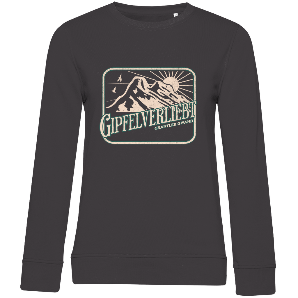 Damen Premium Bio Sweatshirt Gipfelverliebt - grün/gold