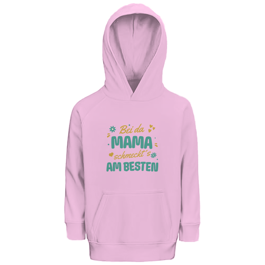 Bayerischer Kinder Premium Bio Hoodie Bei da Mama schmeckt´s am besten - grün - Grantler Gwand