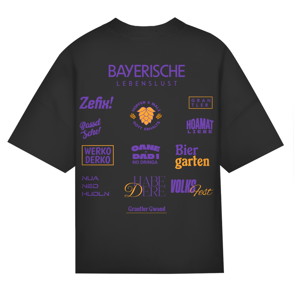 Bayerisches Oversize T-Shirt Unisex - Bayerische Lebenslust - Spruchshirt - Grantler Gwand