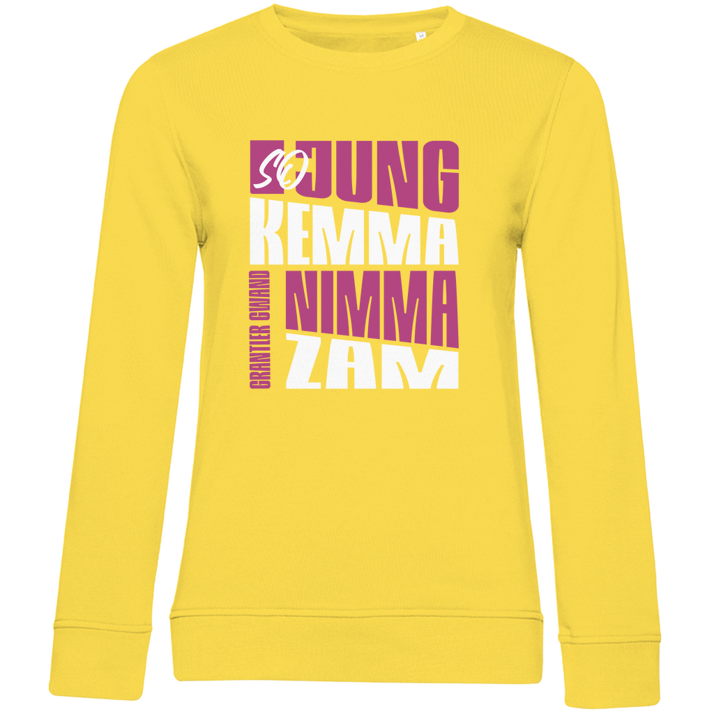 Damen Premium Bio Sweatshirt So jung kemma nimma zam - lila/weiß