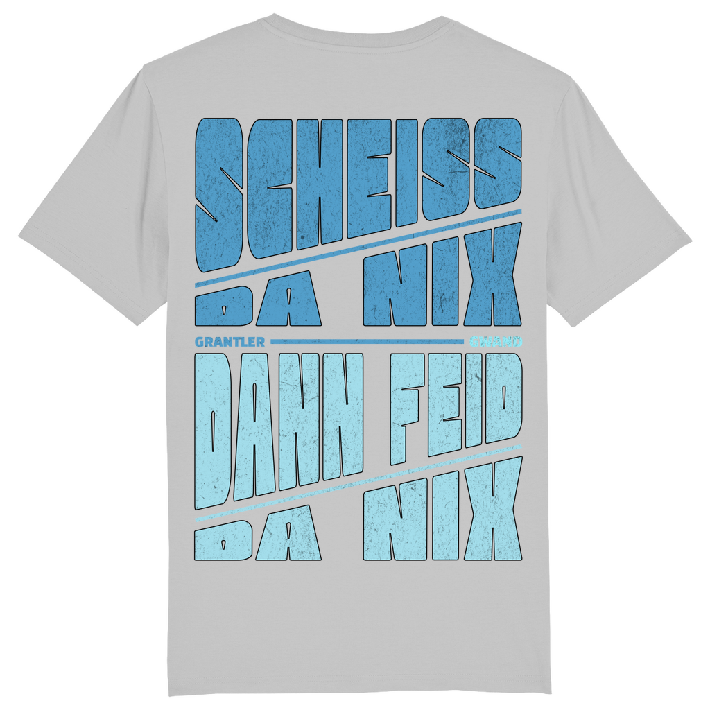 Bayerisches Herren T-Shirt Scheiss da nix, dann feid da nix - blau - - Front- und Backprint!