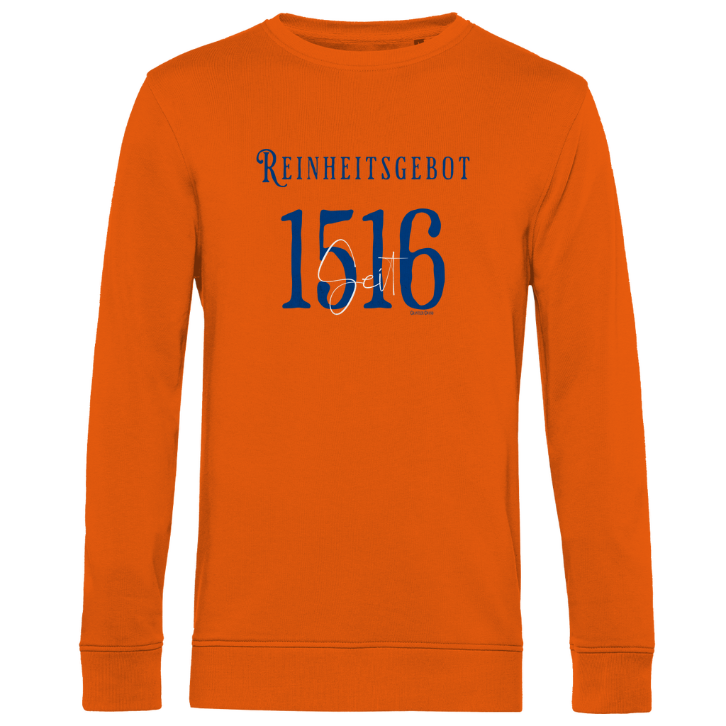 Herren Premium Bio Sweatshirt Reinheitsgebot seit 1516 - blau/weiß