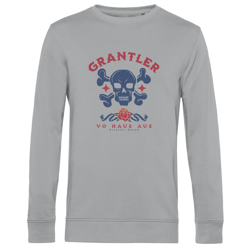 Bayerisches Herren Premium Bio Sweatshirt Grantler vo Haus aus - rot/blau - Grantler Gwand