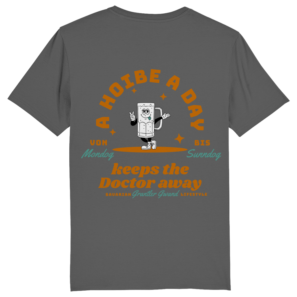 Bayerisches Herren T-Shirt A Hoibe away keeps the doctor away - FRONT-UND BACKPRINT - Grantler Gwand