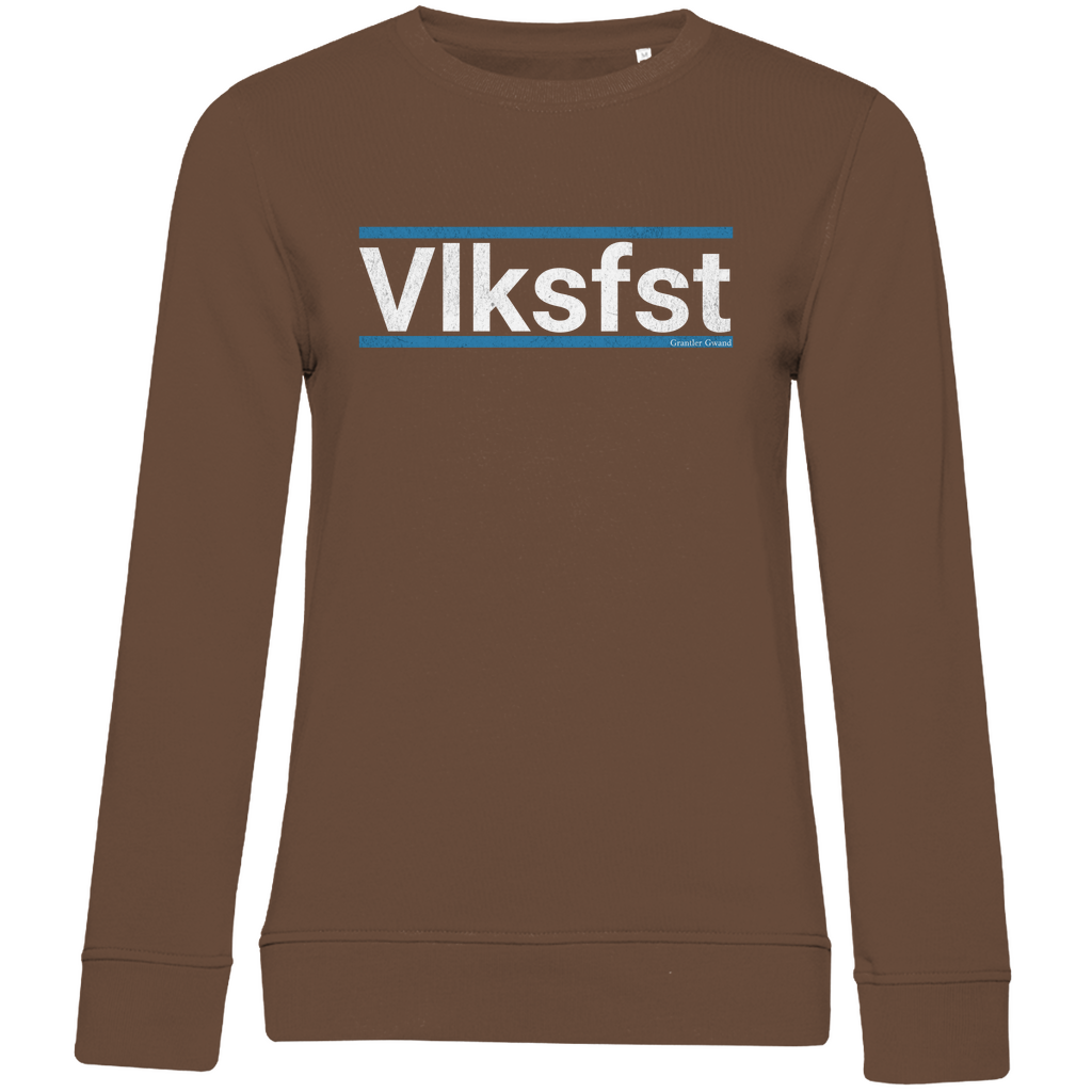 Damen Premium Bio Sweatshirt Vlksfst - blau/weiß