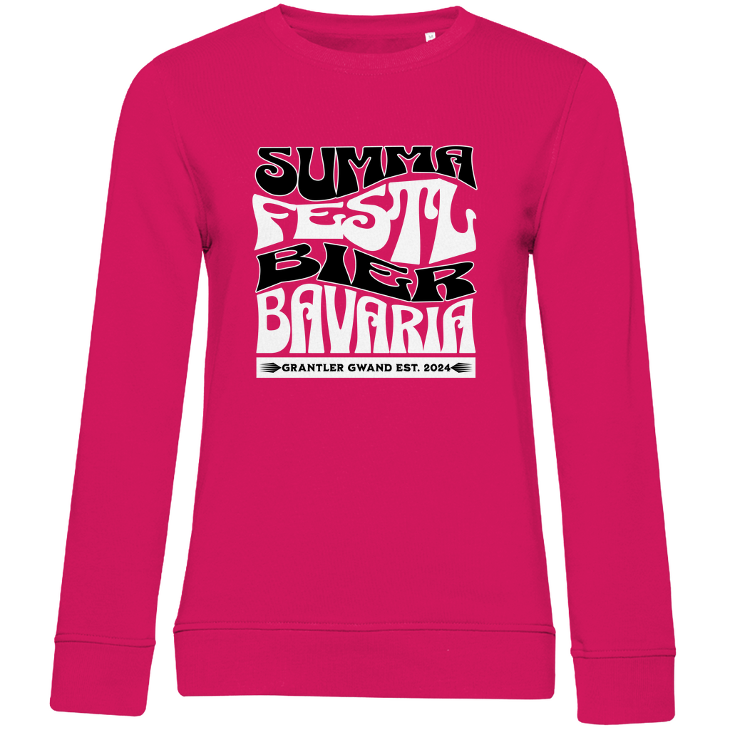 Damen Premium Bio Sweatshirt Summa, Festl, Bier, Bavaria - schwarz/weiß