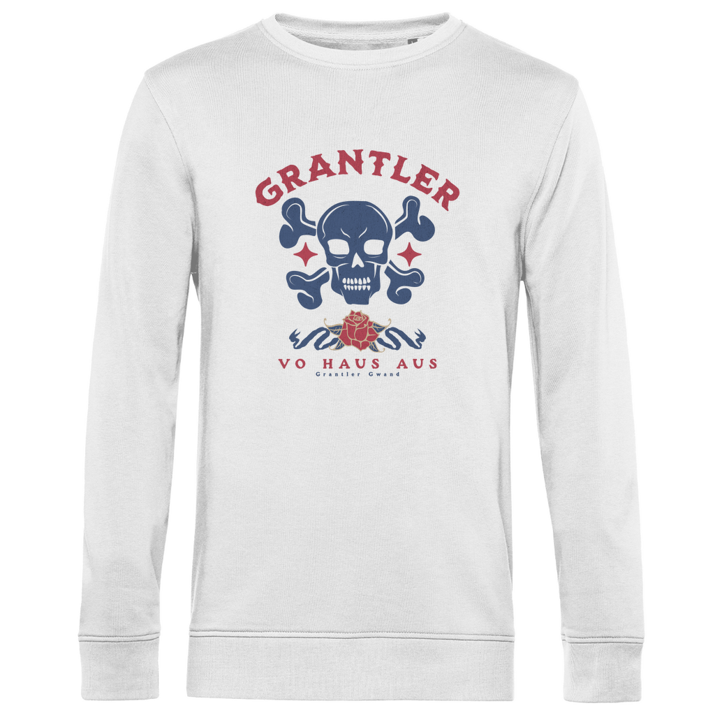 Bayerisches Herren Premium Bio Sweatshirt Grantler vo Haus aus - rot/blau - Grantler Gwand