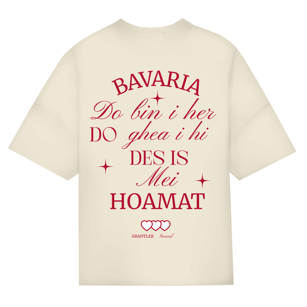 Bayerisches Oversize T-Shirt  unisex - Bavaria - do bin i her - rot - Grantler Gwand