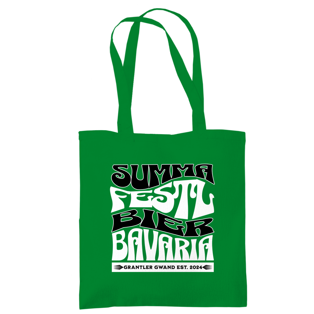 Bayerische Tragetasche - Summa, Festl, Bier, Bavaria - schwarz/weiß - Grantler Gwand