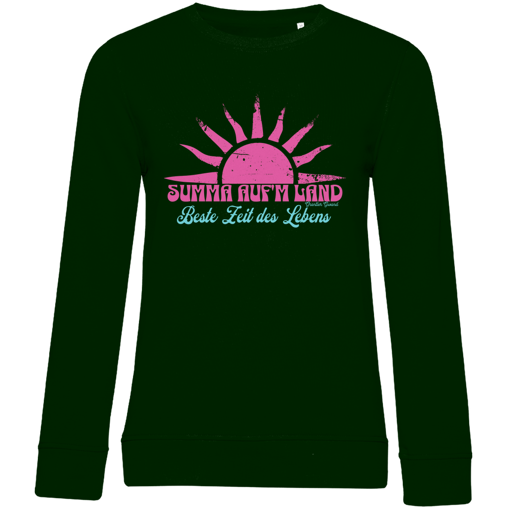 Damen Premium Bio Sweatshirt Summa auf´m Land - pink/mint