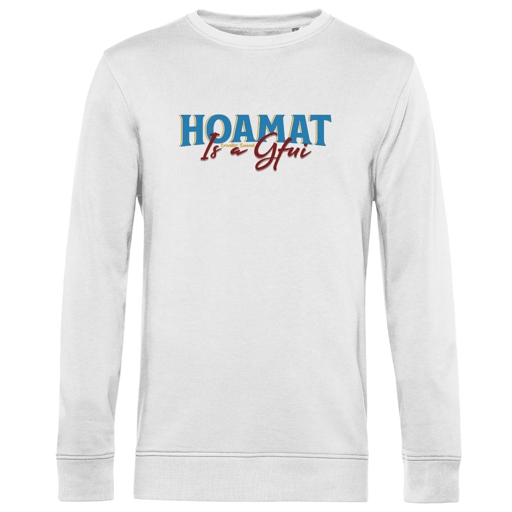 Herren Premium Bio Sweatshirt Hoamat is a Gfui - blau/rot