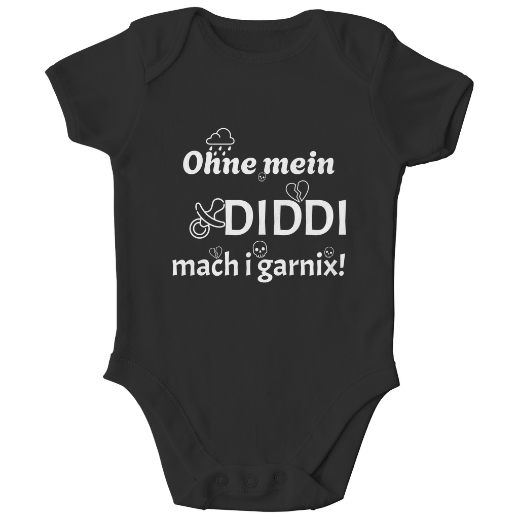 Bayerischer Bio Baby Body Ohne mein Diddi - weiß - Grantler Gwand