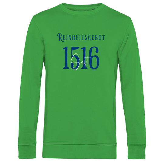Herren Premium Bio Sweatshirt Reinheitsgebot seit 1516 - blau/weiß