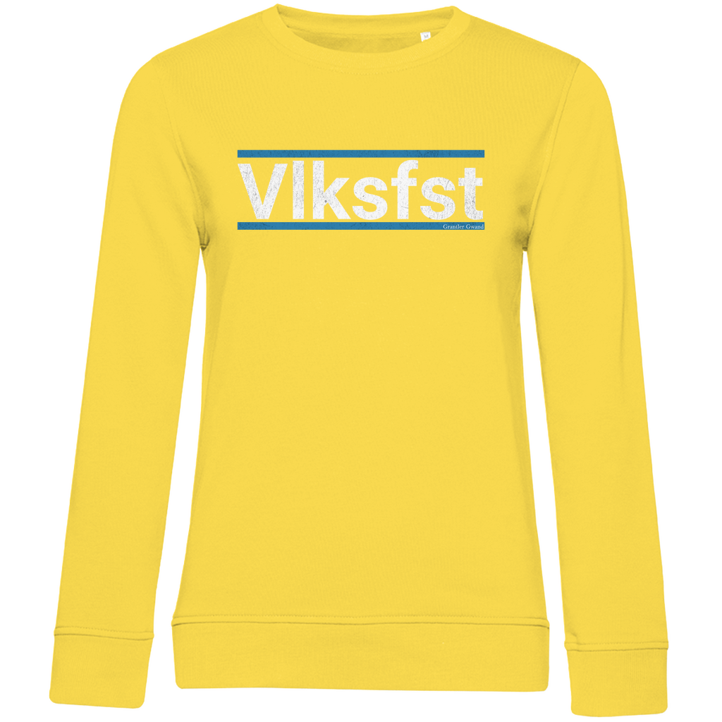 Damen Premium Bio Sweatshirt Vlksfst - blau/weiß