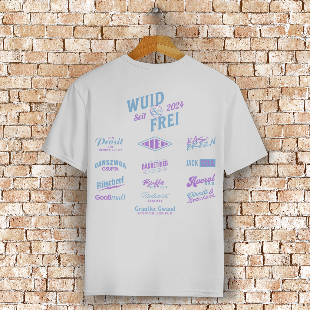 Bayerisches T-Shirt Unisex - Wuid & Frei Dorfleben - Grantler Gwand