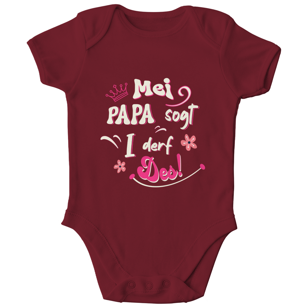 Bayerischer Baby Bio Body Mei Papa sogt I derf des - pink - Grantler Gwand