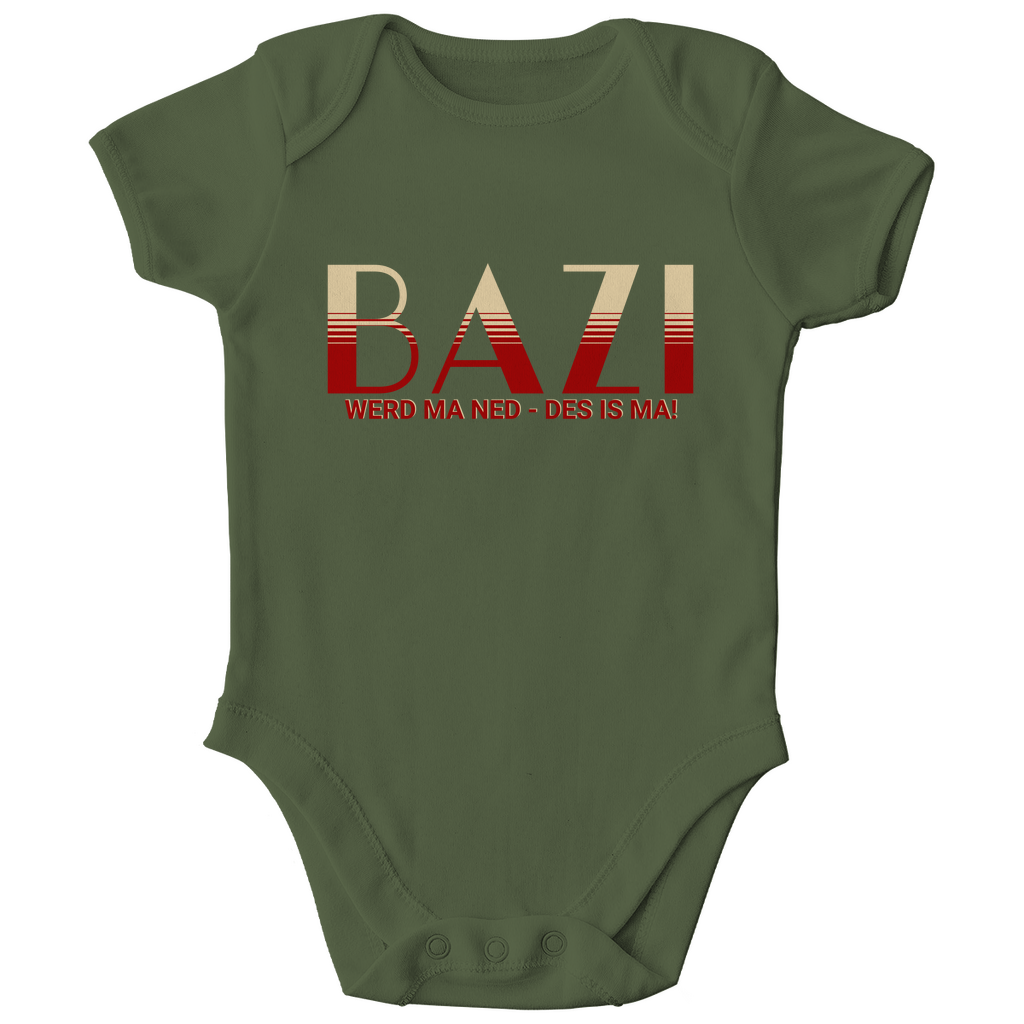 Bayerischer Bio Baby Body Bazi werd ma ned, des is ma - rot/beige - Grantler Gwand