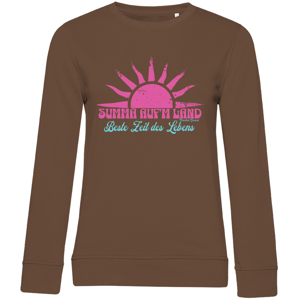 Damen Premium Bio Sweatshirt Summa auf´m Land - pink/mint