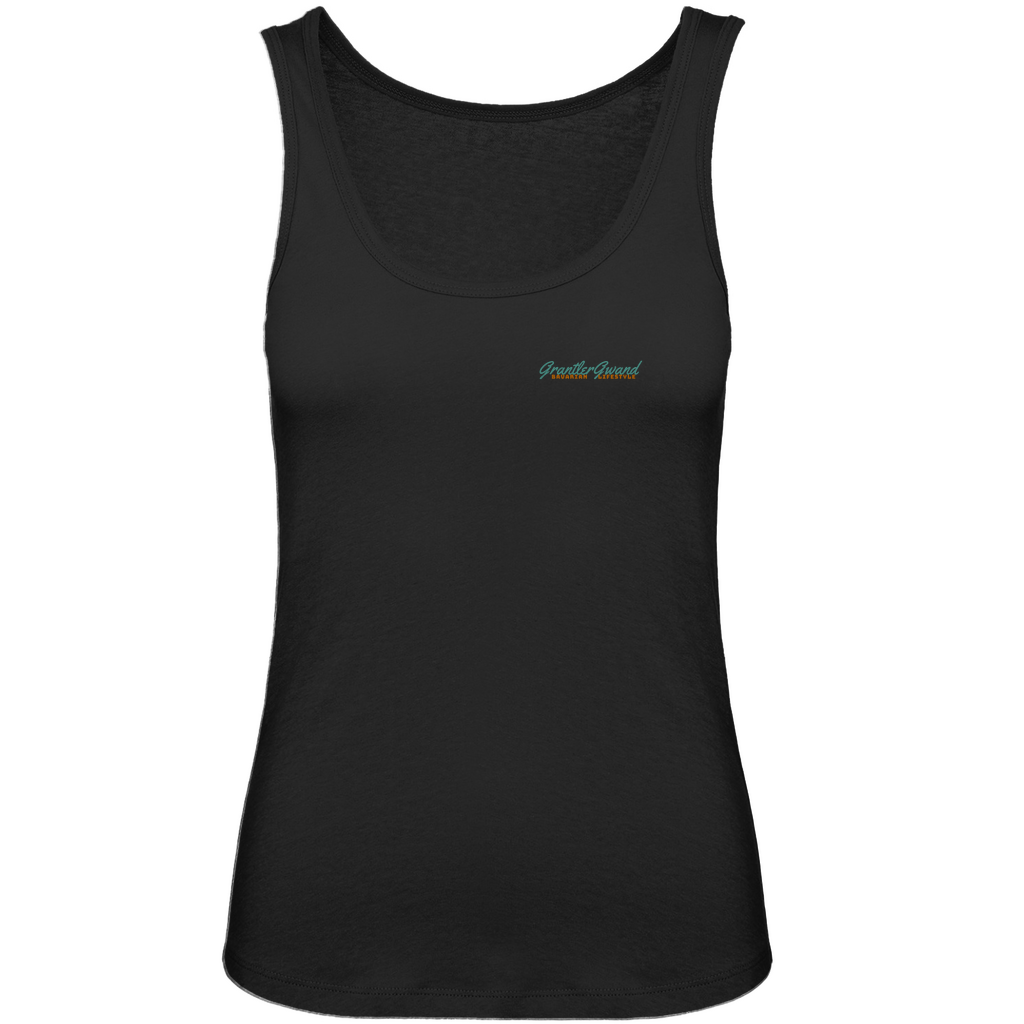 Bayerisches Damen Premium Organic Tank Top - A Hoibe a Day keeps the doctor away - Front- und Backprint - Grantler Gwand